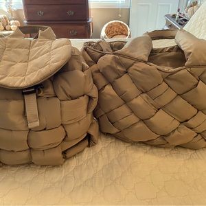 Sol and Selene large nude puffer tote